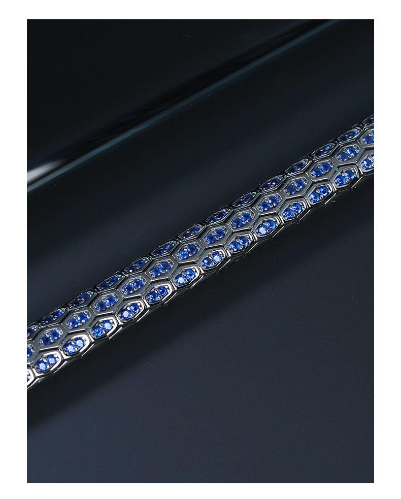 Python Design in Silver Bracelet with Double Blue CZ Diamonds