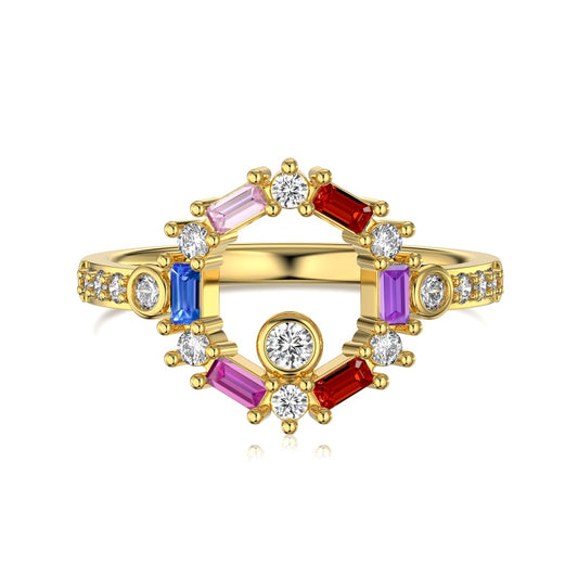 Hexagon colored diamond ring